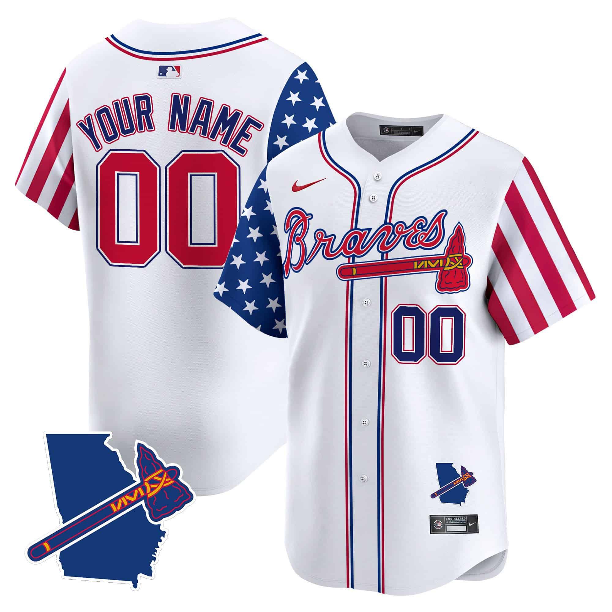 Men Atlanta Braves White Nike 2024 Independence Day Vapor Premier Limited Custom MLB Jersey